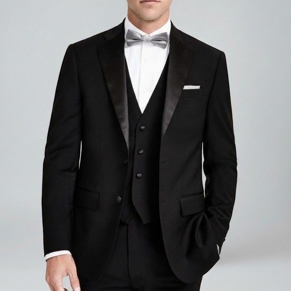 Calvin Klein Men Tuxedo Jacket 40S Black Slim Fit Peak Lapel Prom Gala NWT